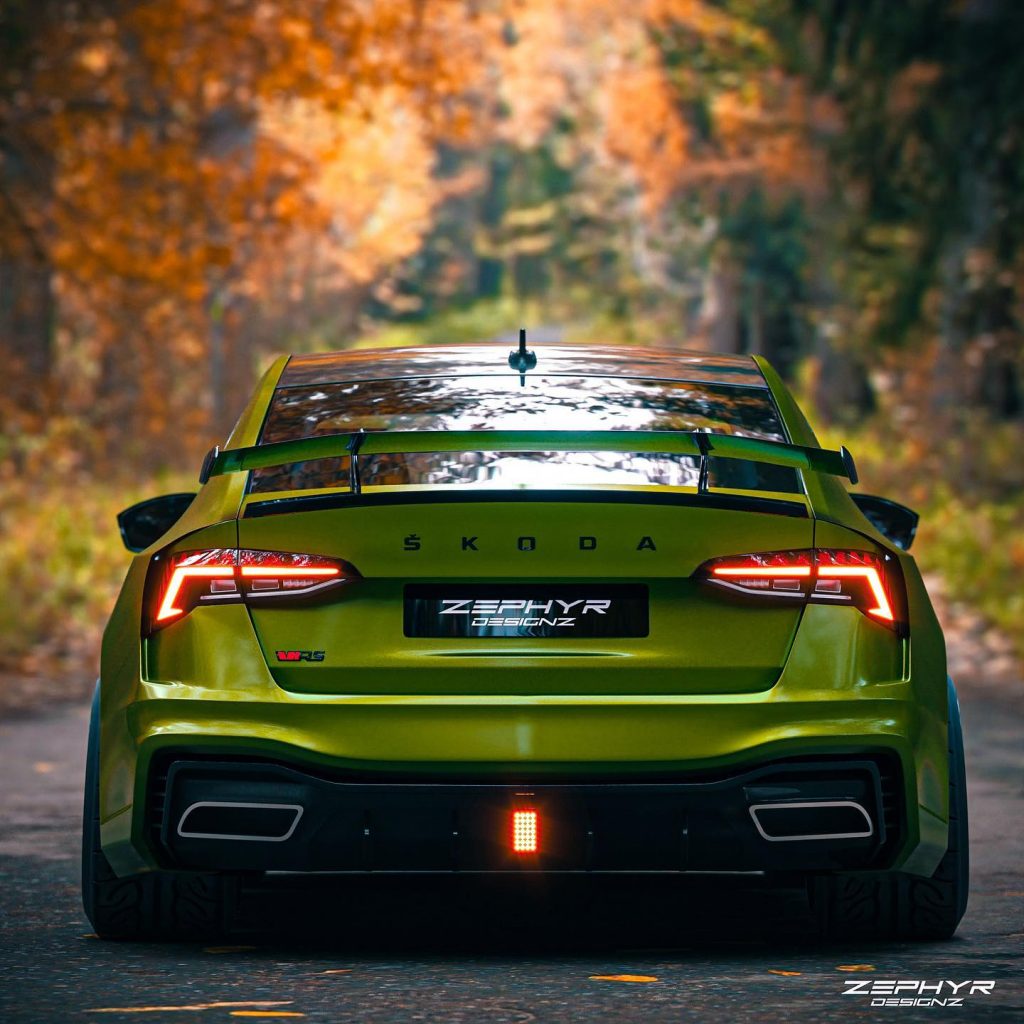 Octavia 4 RS tuning - widebody, difuzor a výrazné křídlo