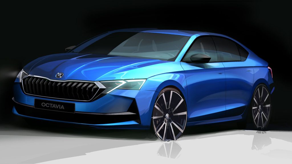 Octavia 4 Facelift 2024 - designová skica Blue Race